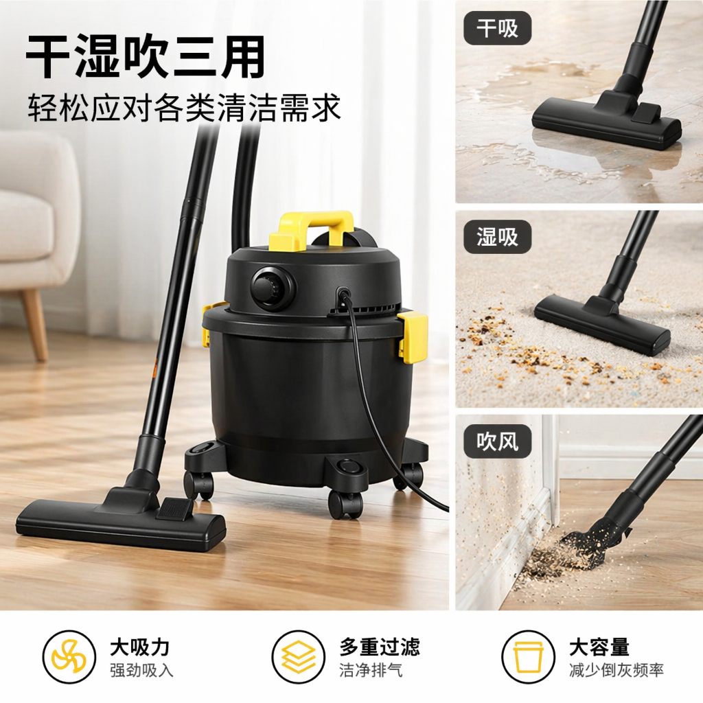 黑色吸尘器家用大吸力无线手持轻便除尘清洁器