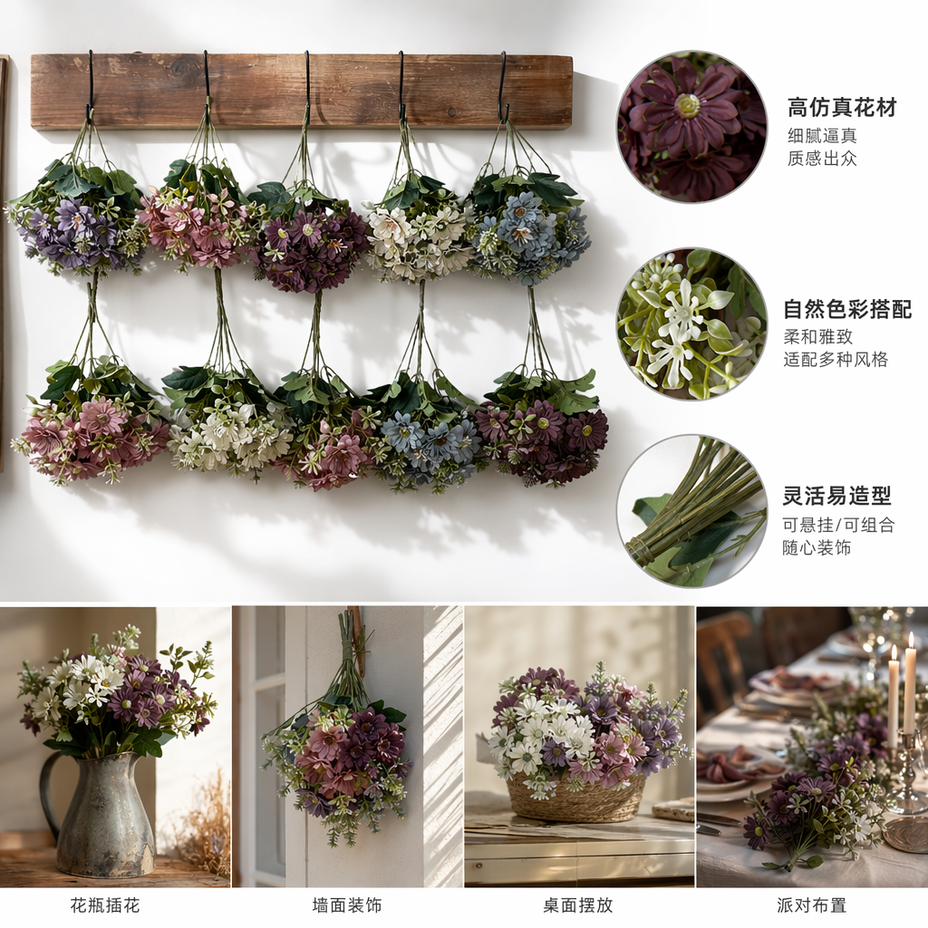 Colorful artificial flower bouquets, interior decoration items, wedding and birthday gifts, high-end realistic preserved flowers