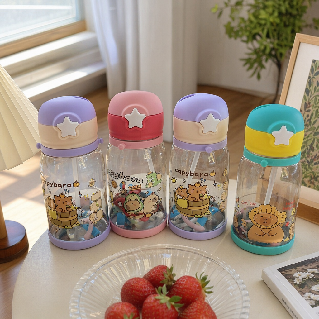 Colorful cartoon water cup, children's cute insulated cup 350ml, suitable for both men and women details Picture
