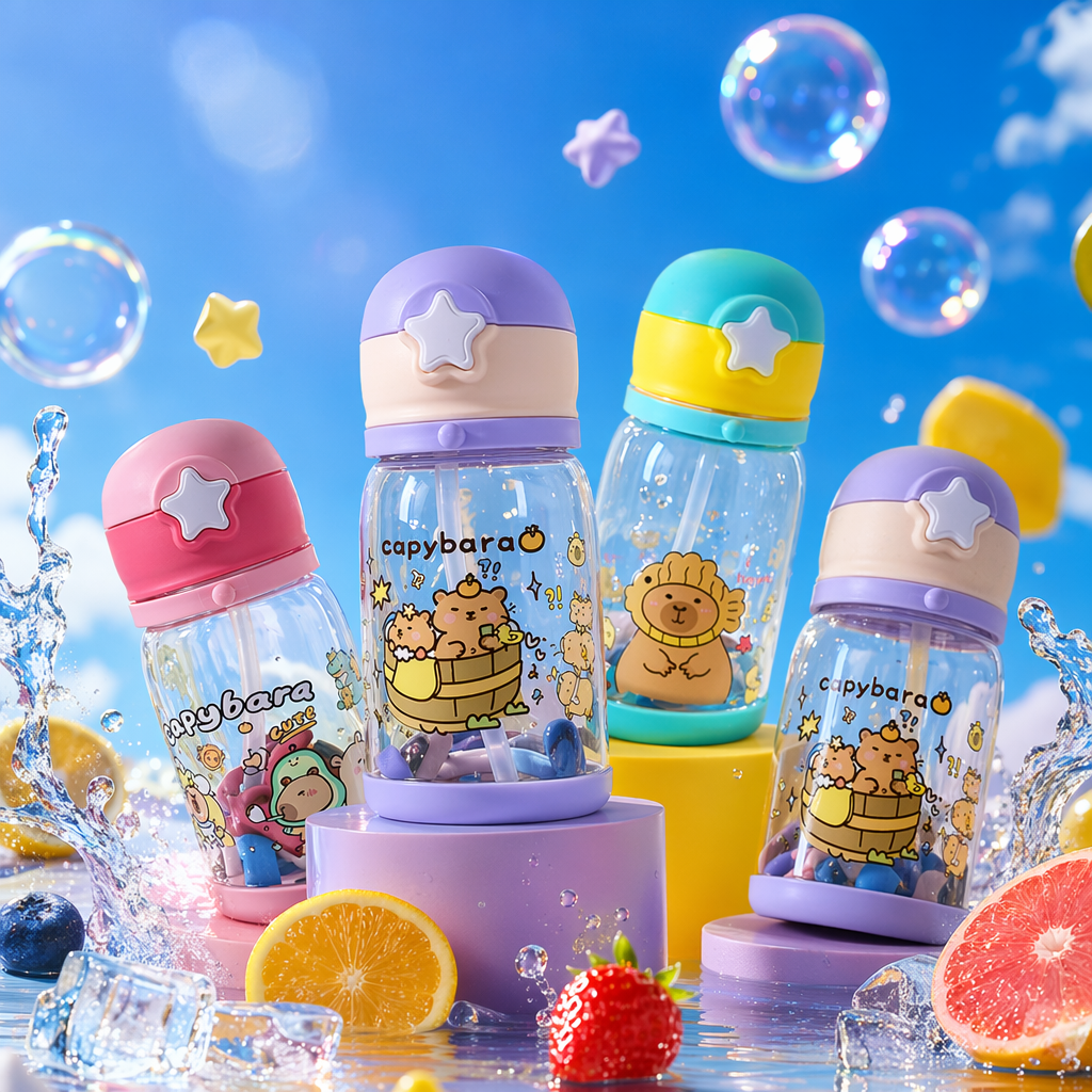 Colorful cartoon water cup, children's cute insulated cup 350ml, suitable for both men and women Specification image