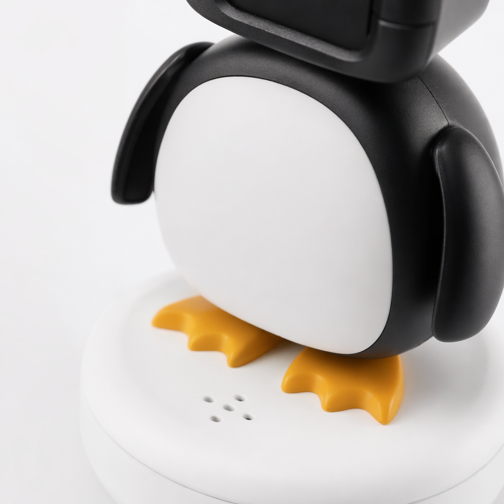 Black and white penguin-shaped AI desktop pet smart interactive cute pet office decoration Application Scenario