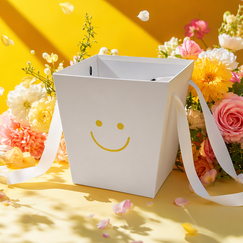 White smiling face gift box, thickened and firm paper art gift box, festival birthday gift Specification image