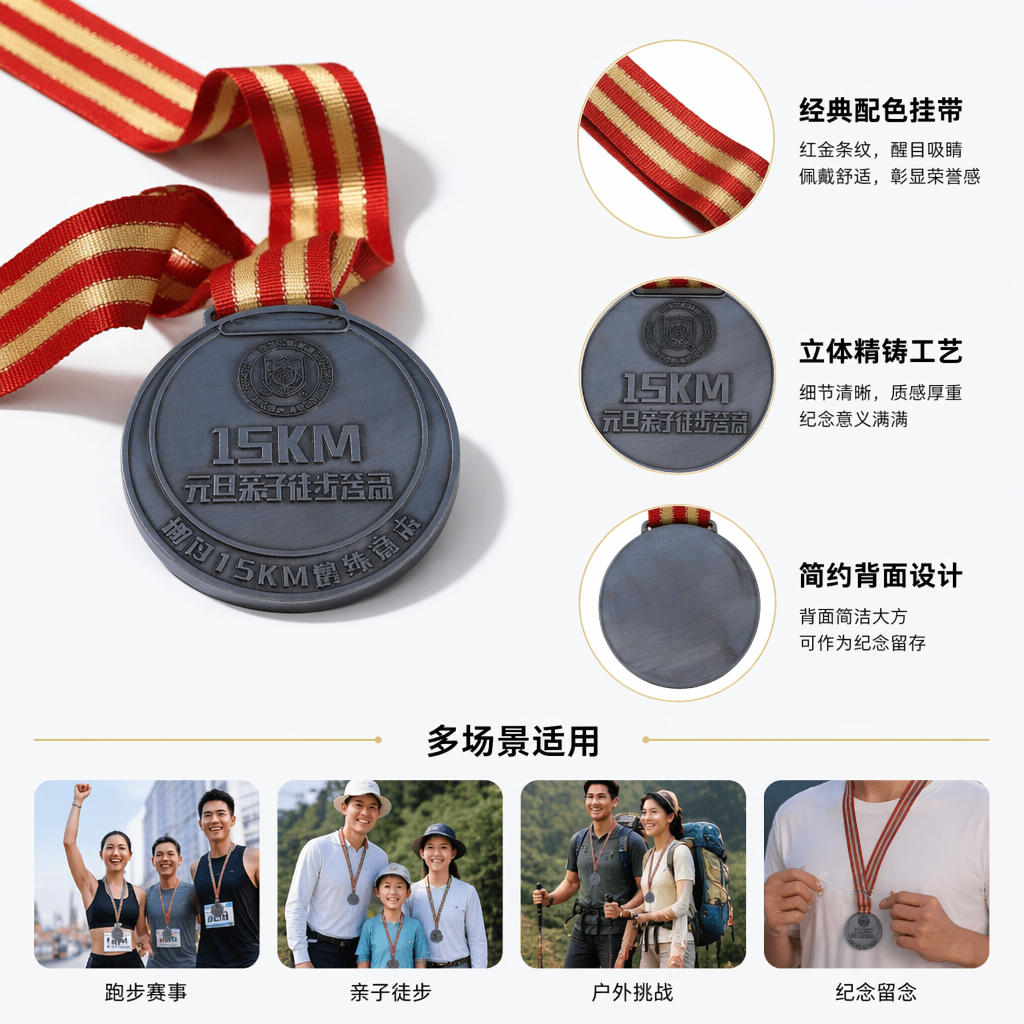 银色奖牌定制纪念奖牌金属质感颁奖典礼用