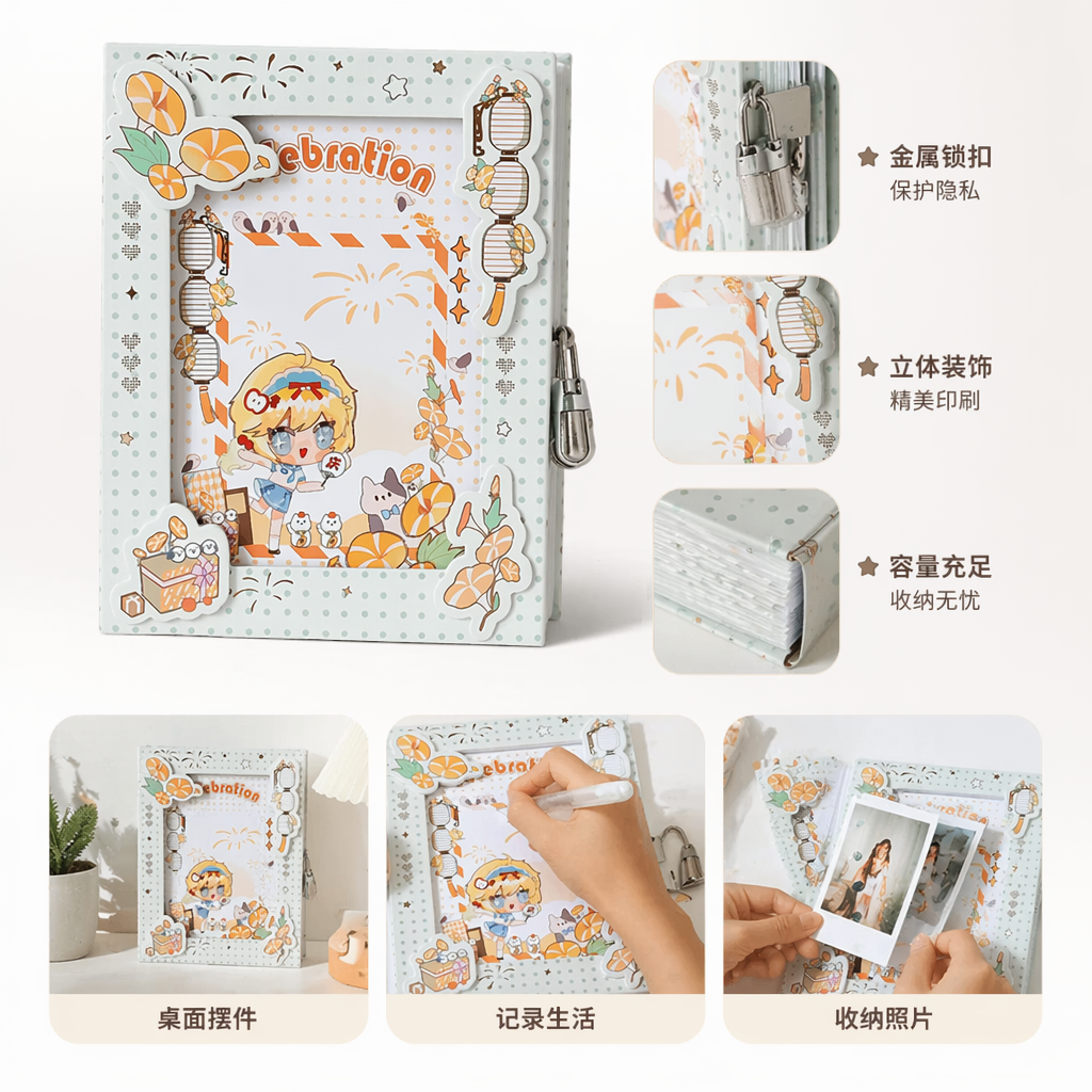 白色相框卡通女孩照片装饰画简约北欧风客厅卧室挂画
