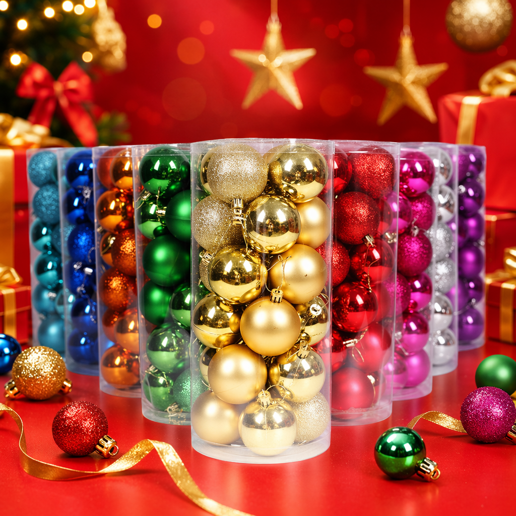 Colorful Christmas ball decorations, festive atmosphere hanging ornaments, multi-color mixed festive decor Specification image