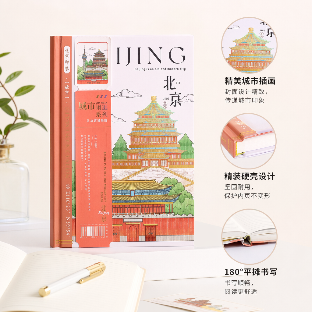 北京印象 故宫城市闲逛系列插画书籍 橙白封面 天坛故宫地标