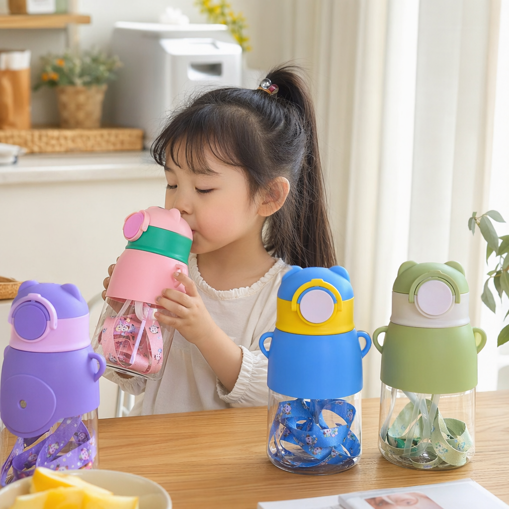 Color cartoon water cup, children's insulated cup 350ml, cute animal pattern, safe food-grade material details Picture