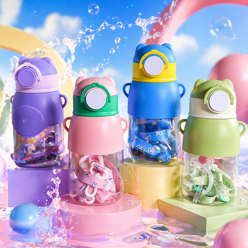 Color cartoon water cup, children's insulated cup 350ml, cute animal pattern, safe food-grade material Specification image