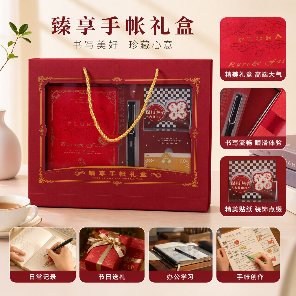 Red planner gift box set A5 size stationery storage souvenir