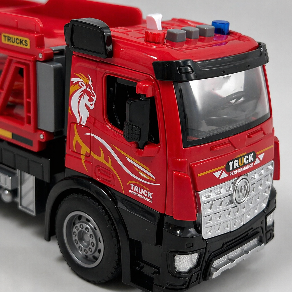 Yellow and red two-color toy truck, children's educational engineering vehicle, simulation movable truck Application Scenario