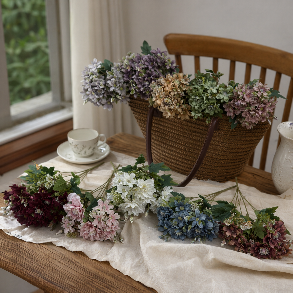 Multi-color simulated flower bouquets, living room decorative items, wedding home flower arrangement sets details Picture