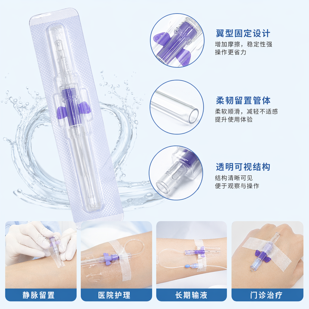 三支彩色标记医用注射器透明塑料独立无菌袋紫黄蓝图