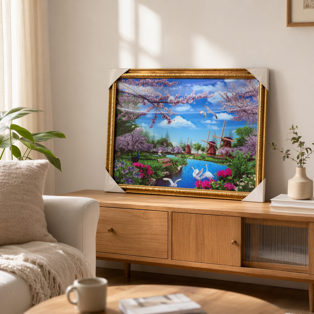 金色画框+风景画产品图