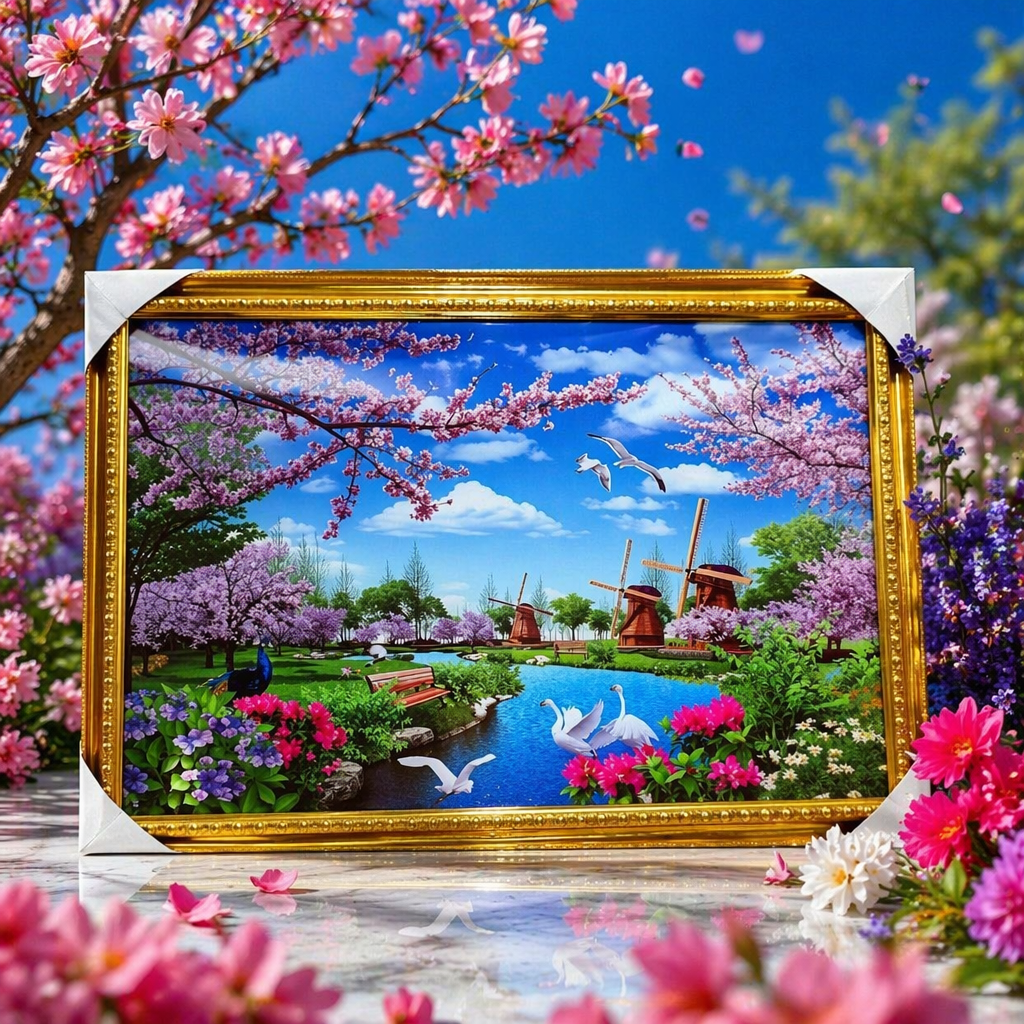 金色画框+风景画细节图