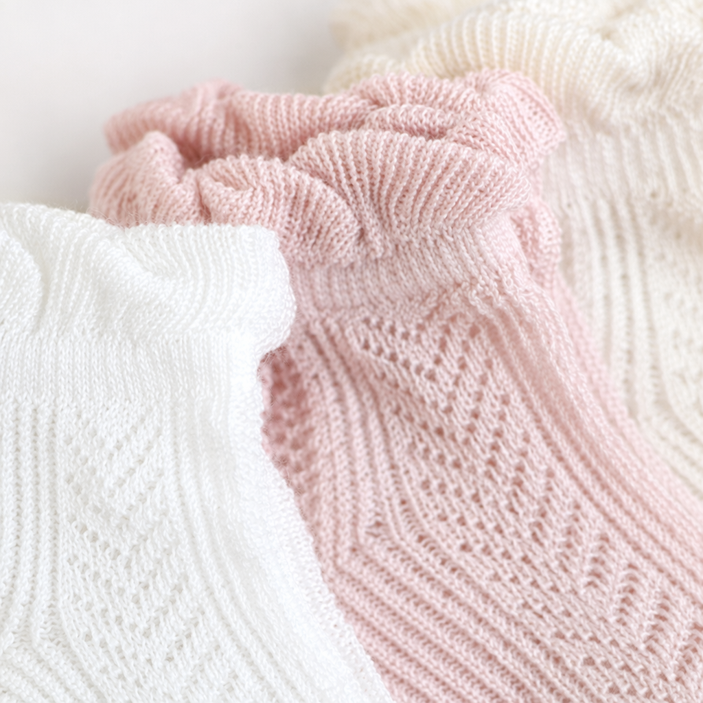 Four pairs of colorful knitted baby socks, pure cotton soft and anti-slip newborn socks Application Scenario