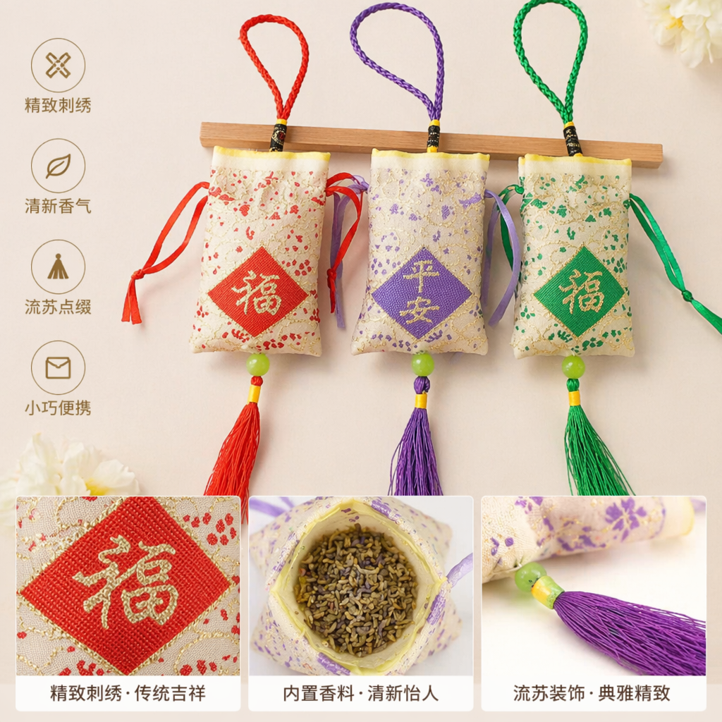 彩色福字香囊挂饰 新年吉祥手工布艺家居装饰