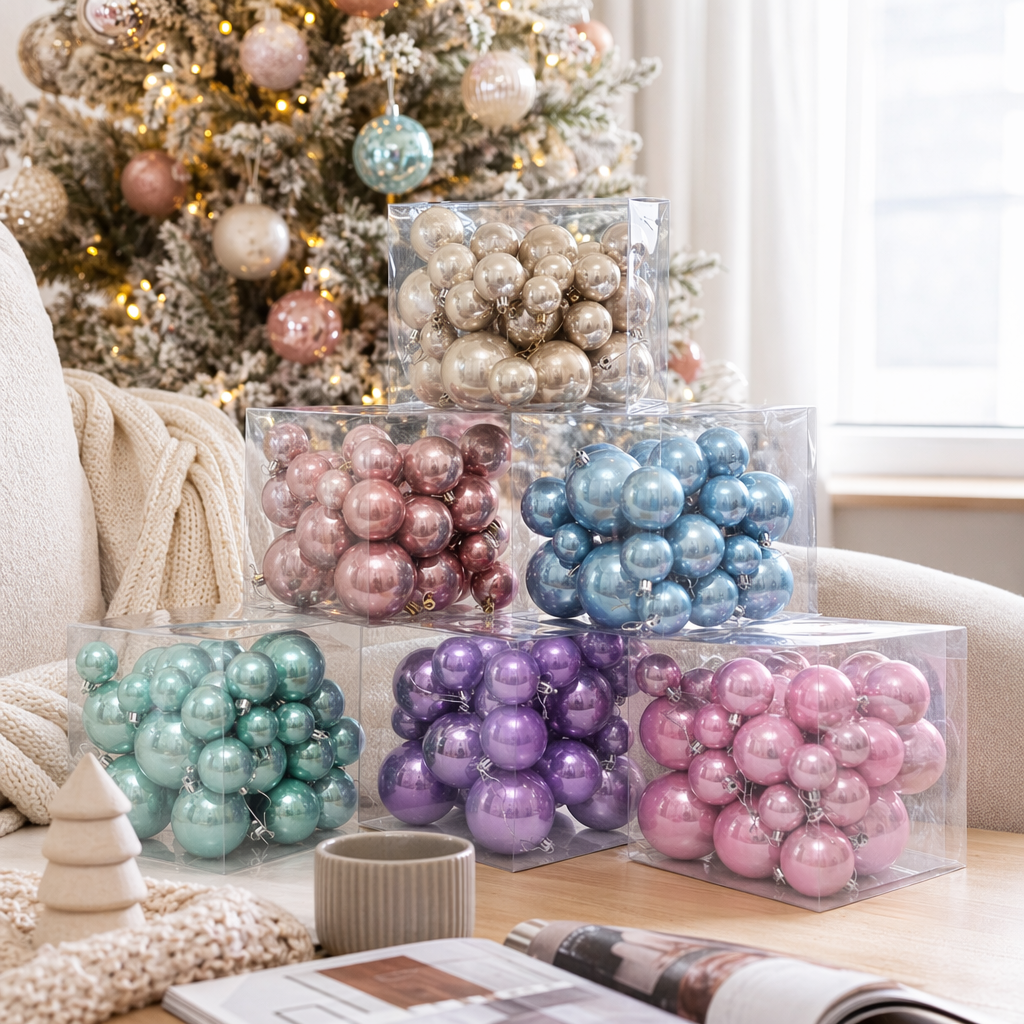 Colorful Christmas ball decorations Festive atmosphere hanging set details Picture