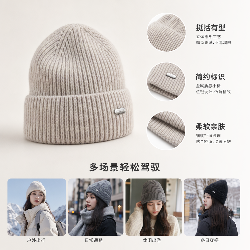 六色针织帽 男女通用保暖毛线帽秋冬简约百搭