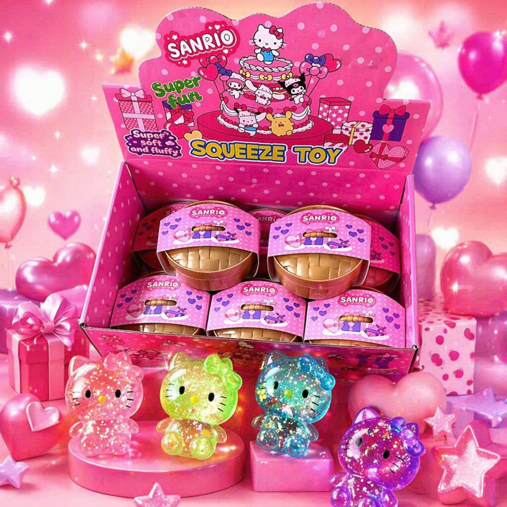 Розовая коробочка от мишуры HelloKitty с блестящим мягким клеем для сжатия плюшевых мишек Specification image