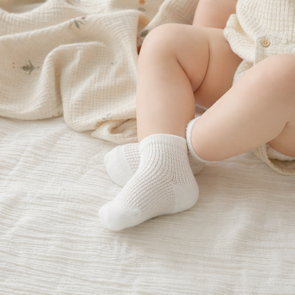 Light-colored knitted socks, pure cotton, comfortable and breathable mid-calf socks for women details Picture