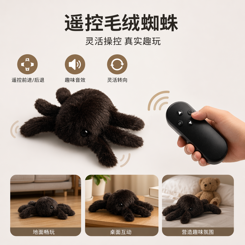 Brown plush spider pet toys, universal gardening pet supplies for cats and dogs