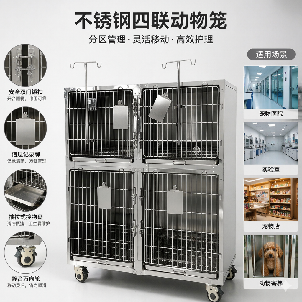 不锈钢宠物笼架多层可拆卸稳固承重家用猫狗笼配套支架