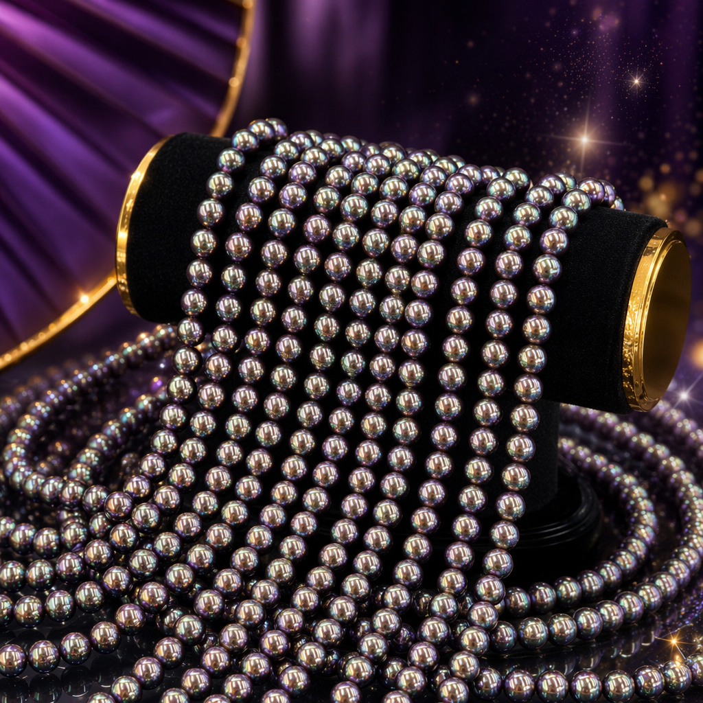 A deep purple natural pearl necklace with beads is an elegant accessory for women Specification image