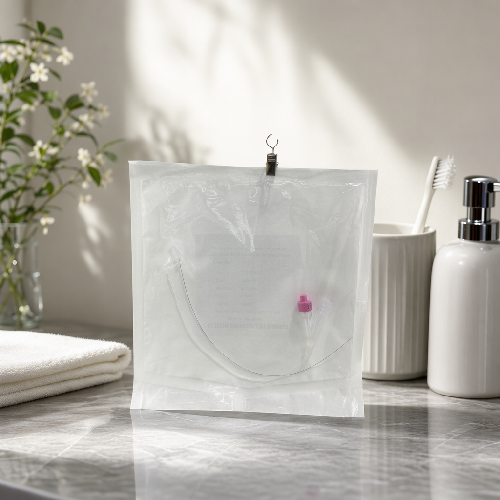 Transparent packaging bags with silicone tubes for medical-grade and food-grade sealing to prevent leakage details Picture