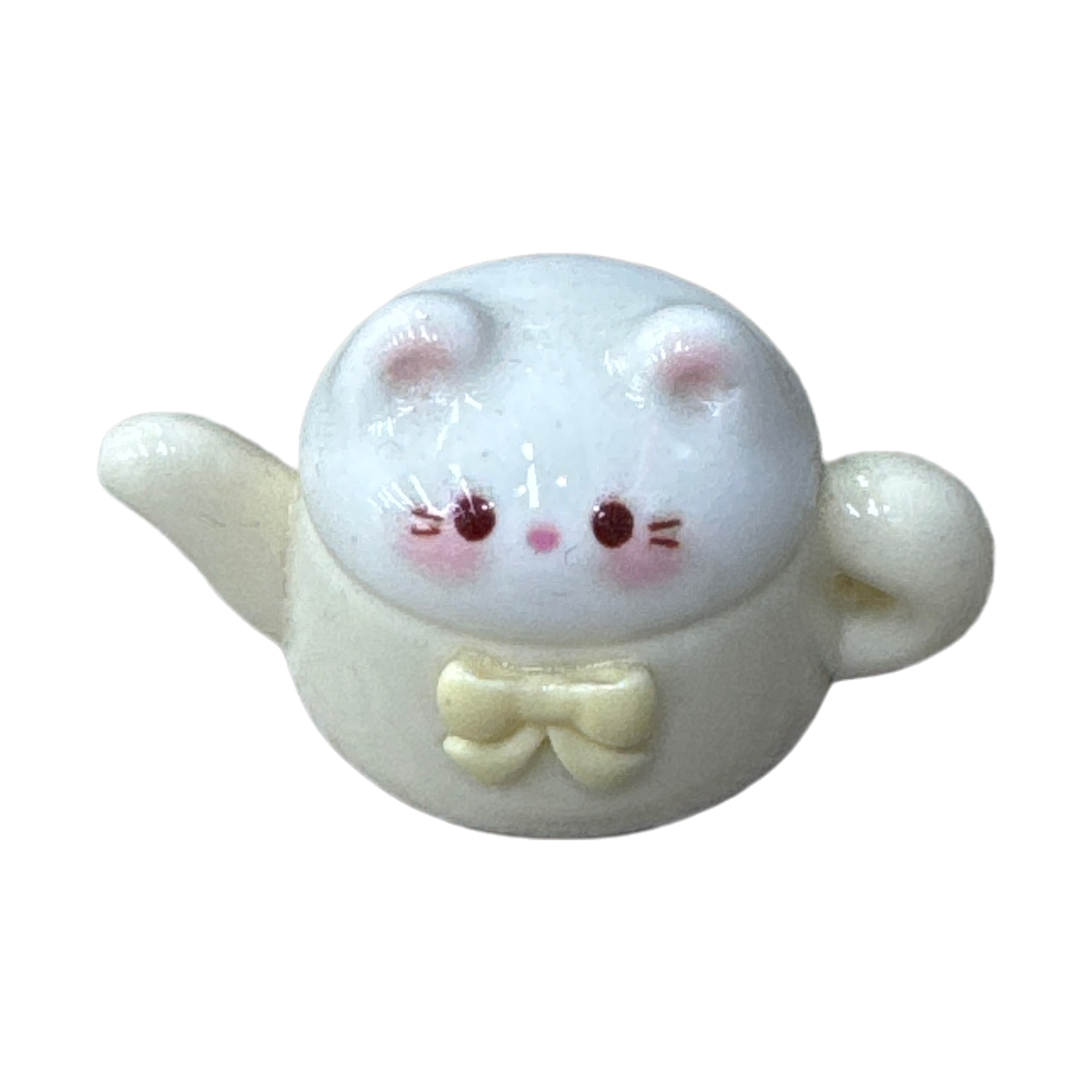 白色猫形茶壶白底实物图