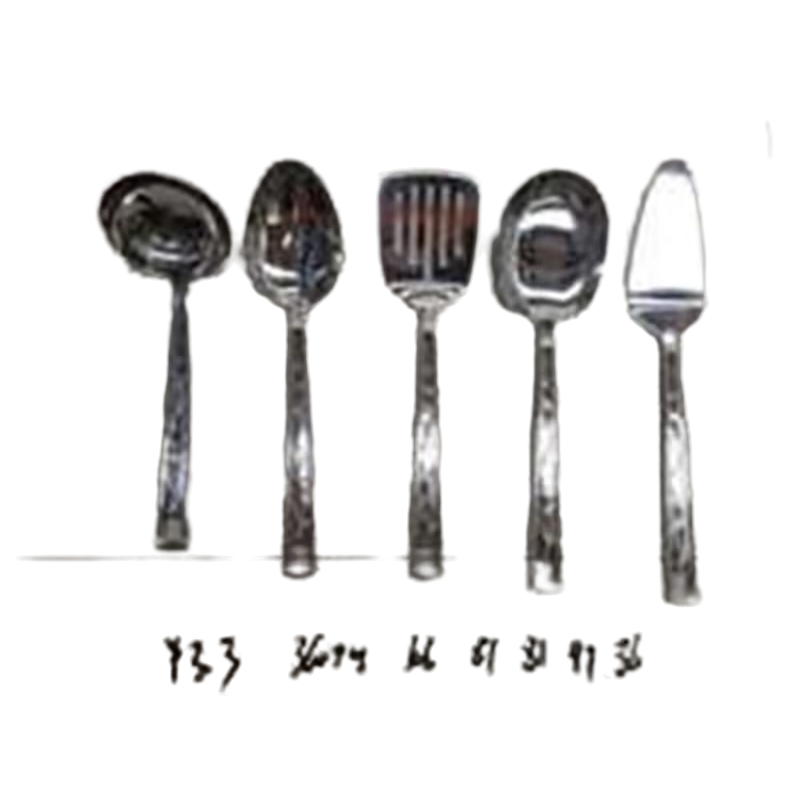 Silver kitchenware set, a complete set of stainless steel kitchenware including spatulas, spoons and strainers Item Picture