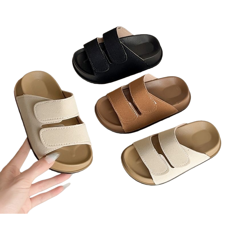 Multi-color Velcro flip-flops for women, comfortable and anti-slip casual beach shoes Item Picture