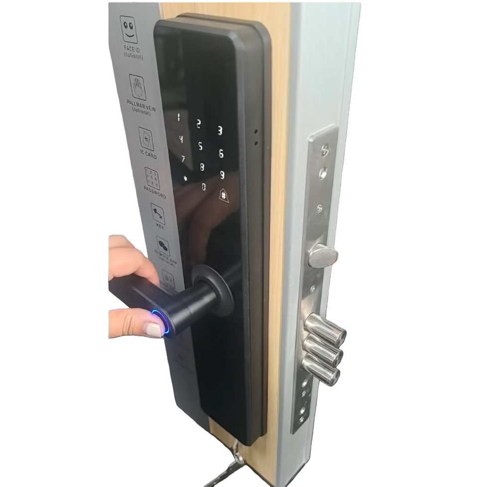 Black smart door lock with fingerprint password unlocking, anti-picking and anti-theft household electronic lock, no need for drilling installation Item Picture