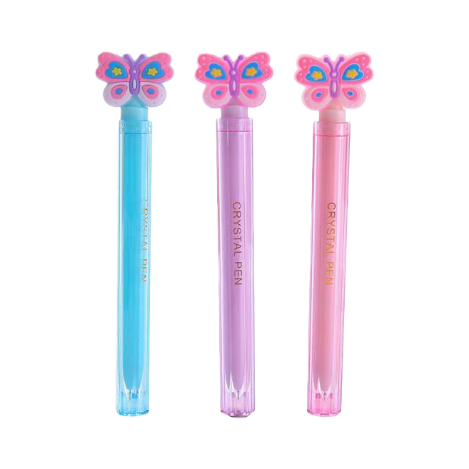 Colorful butterfly-shaped crystal pen creative office stationery for students Item Picture