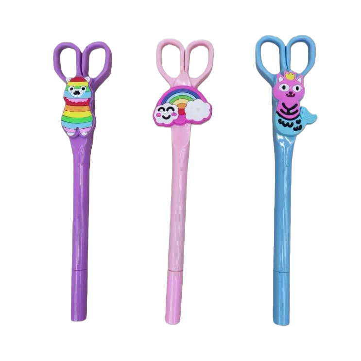Colorful cartoon scissors and pens, student stationery, creative and safe scissors with pen function Item Picture