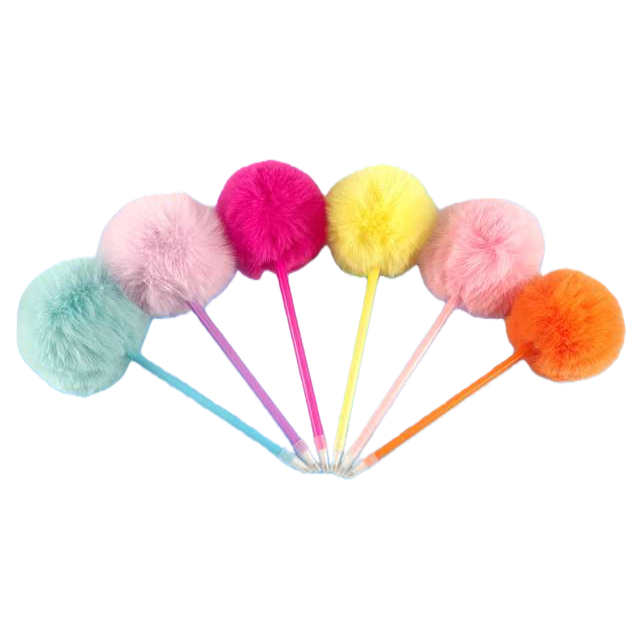 Colorful plush ball creative fun pen, cute decorative pen for student office writing Item Picture