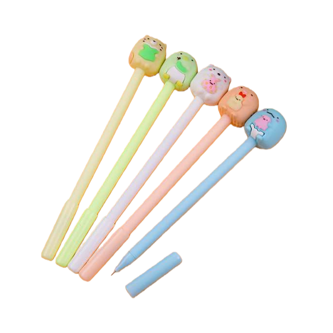 Colorful cartoon animal-head-shaped gel pens as creative student stationery for smooth writing Item Picture