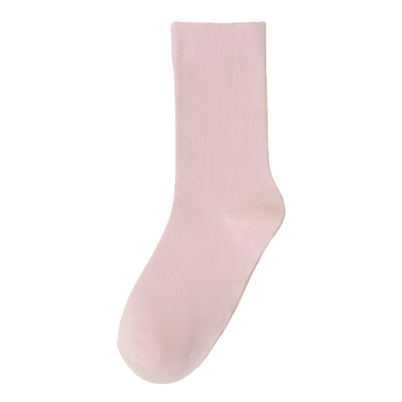 Pink pure cotton mid-calf socks for women are comfortable, breathable and versatile for daily wear Item Picture