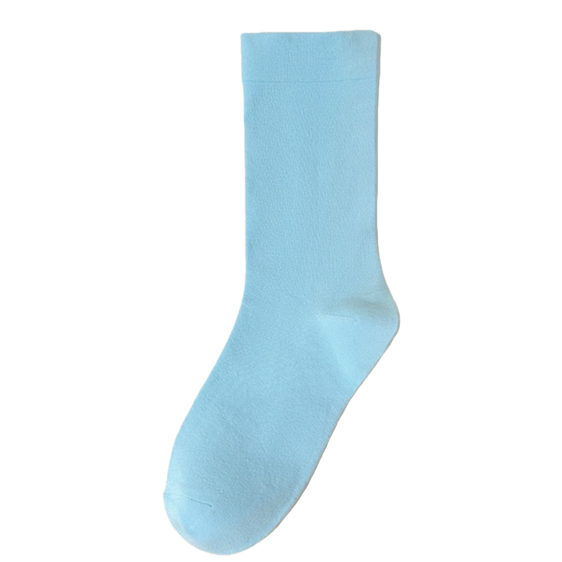Light blue pure cotton men's mid-calf socks are comfortable, sweat-absorbent and breathable Item Picture