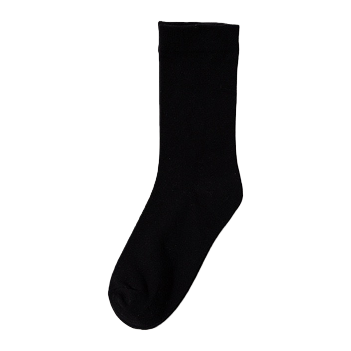 Pure cotton black mid-calf socks for both men and women are comfortable, breathable, sweat-absorbent and anti-slip Item Picture