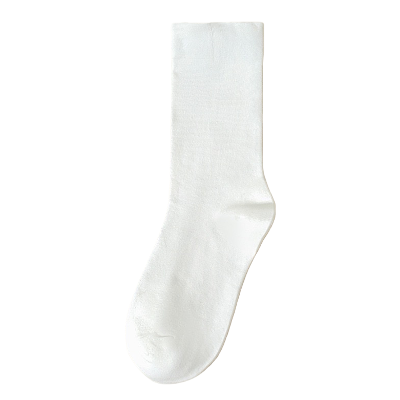 Pure cotton white mid-calf socks for both men and women, sweat-absorbing, breathable and comfortable for daily wear Item Picture