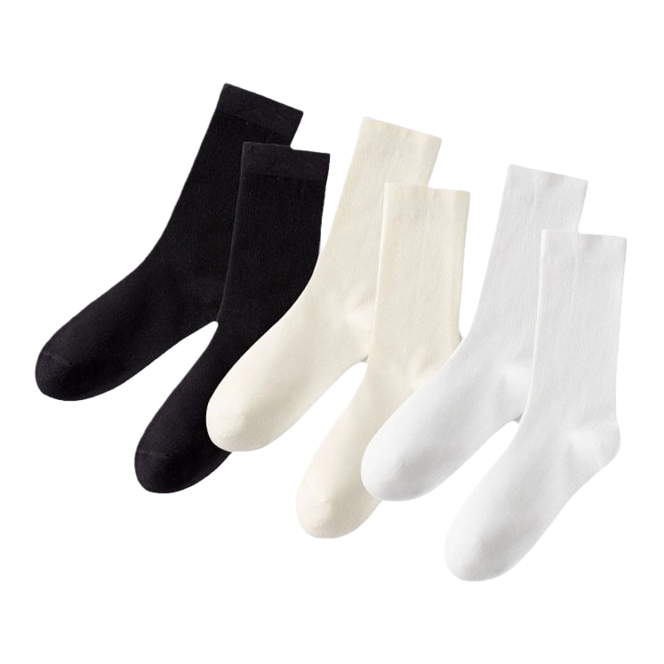Black and white two-color socks set for both men and women, made of pure cotton, comfortable, breathable and sweat-absorbent Item Picture
