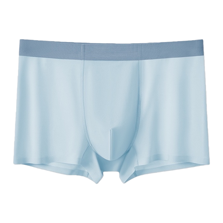 Light blue pure cotton men's underwear with flat corners, comfortable and breathable basic style Item Picture