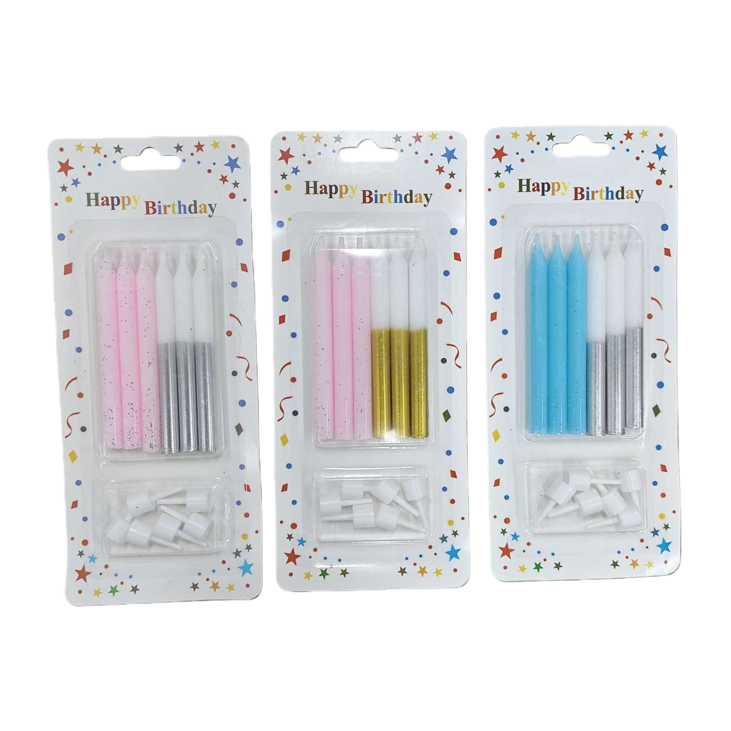 مجموعة شموع عيد الميلاد الملونة ذات مستوى غذائي مناسب، 12 حفلاً مختلطاً Item Picture