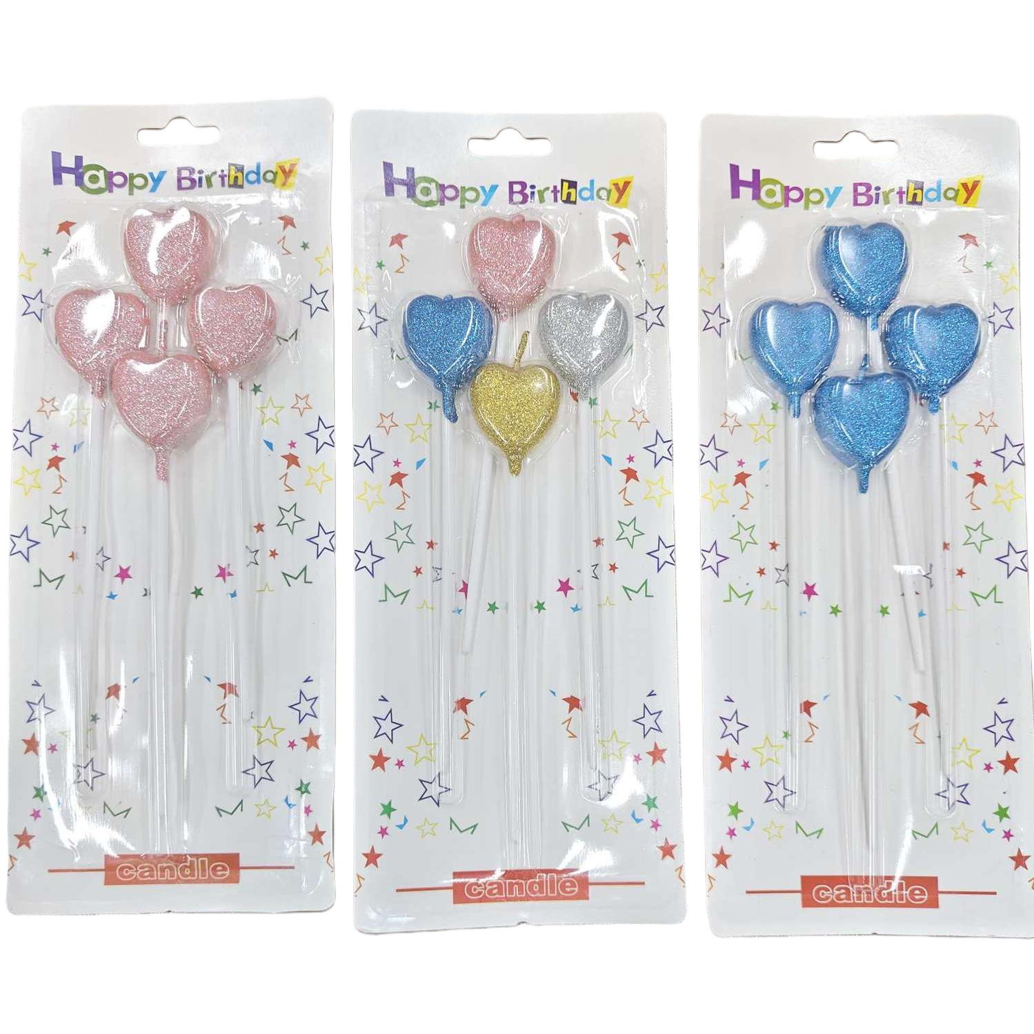 Colorful heart-shaped birthday candles Creative party decoration candle set Item Picture