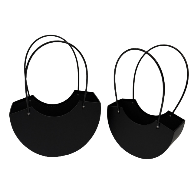 Black semi-circular hand-held basket woven storage basket, home living room and bedroom organizing basket Item Picture