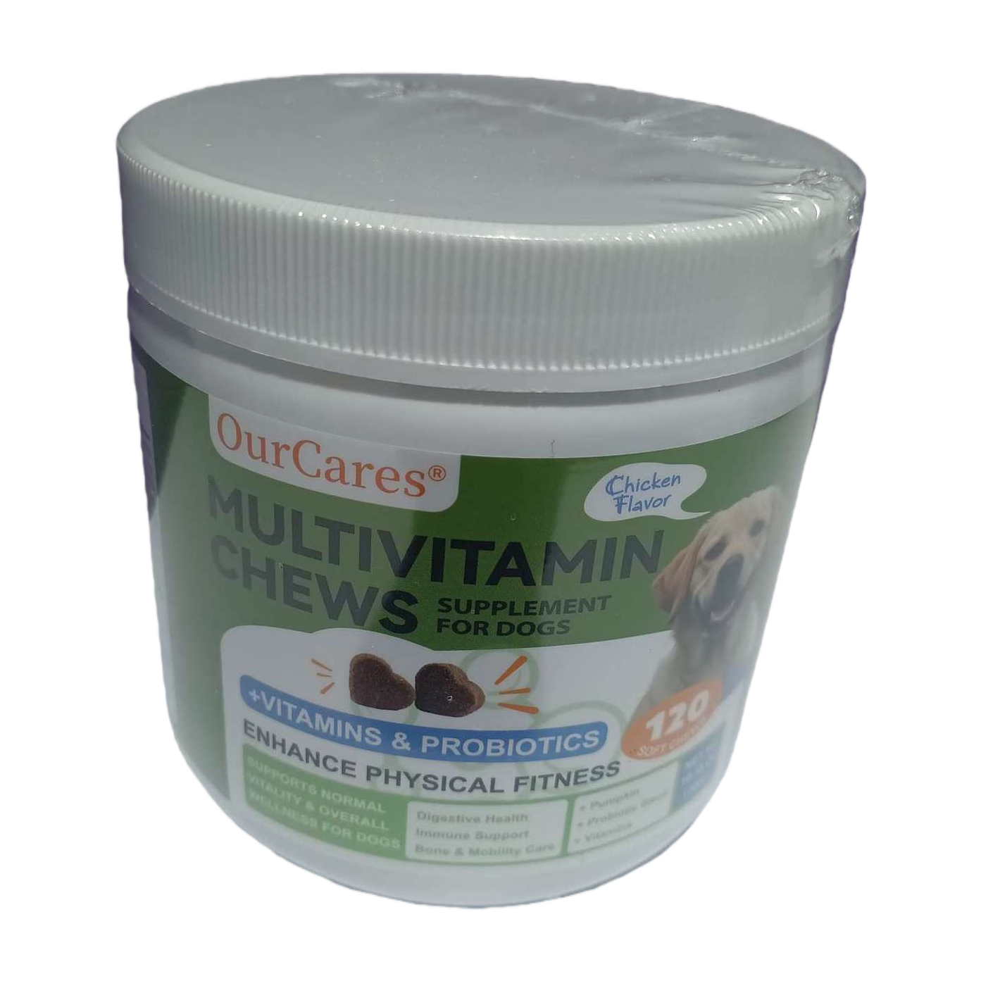 OurCares宠物多维软糖白色罐装绿色标签金毛犬图案MULTIVITAMIN CHEWS Item Picture