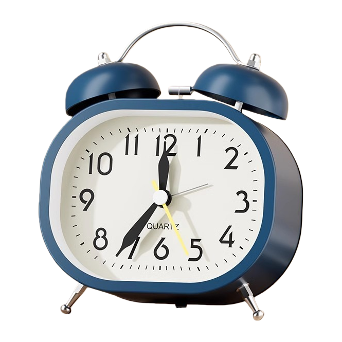 Blue retro-style alarm clock creative display piece, bedroom and living room decoration, home silent table clock Item Picture