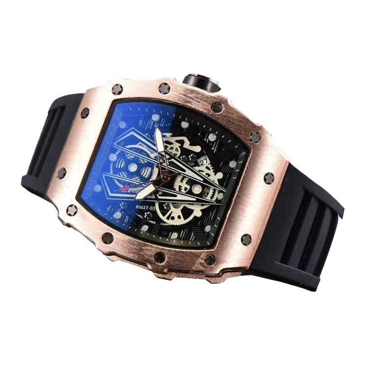 玫瑰金边框蓝黑双色镂空表盘手表 Item Picture