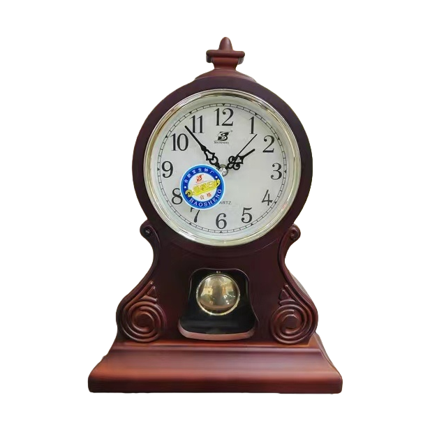 Dark brown vintage wall clock, living room pendulum clock, bedroom decorative wall clock, wooden mechanical clock Item Picture