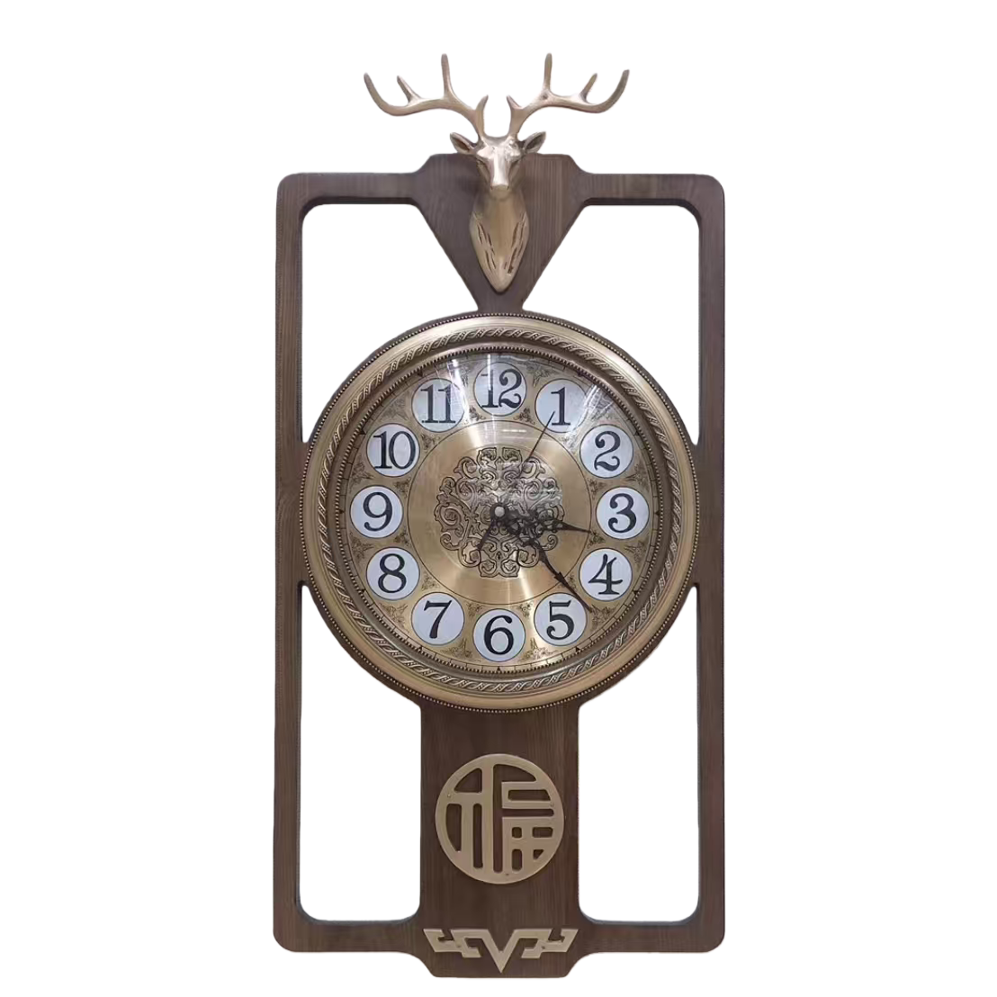 A golden deer head decorated wall clock for the living room and bedroom, a simple Nordic wall-mounted clock Item Picture